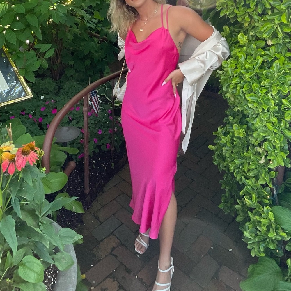 ZARA SILKY PINK MAXI DRESS